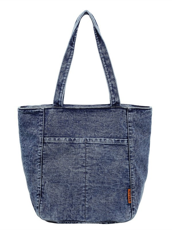 Simple Korean Style Solid Color Denim Versatile High Quality Women's Shoulder Bag