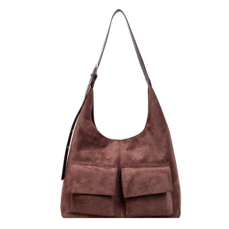 Women's Suede Underarm Versatile Retro One Large Capacity Women's Shoulder Bag