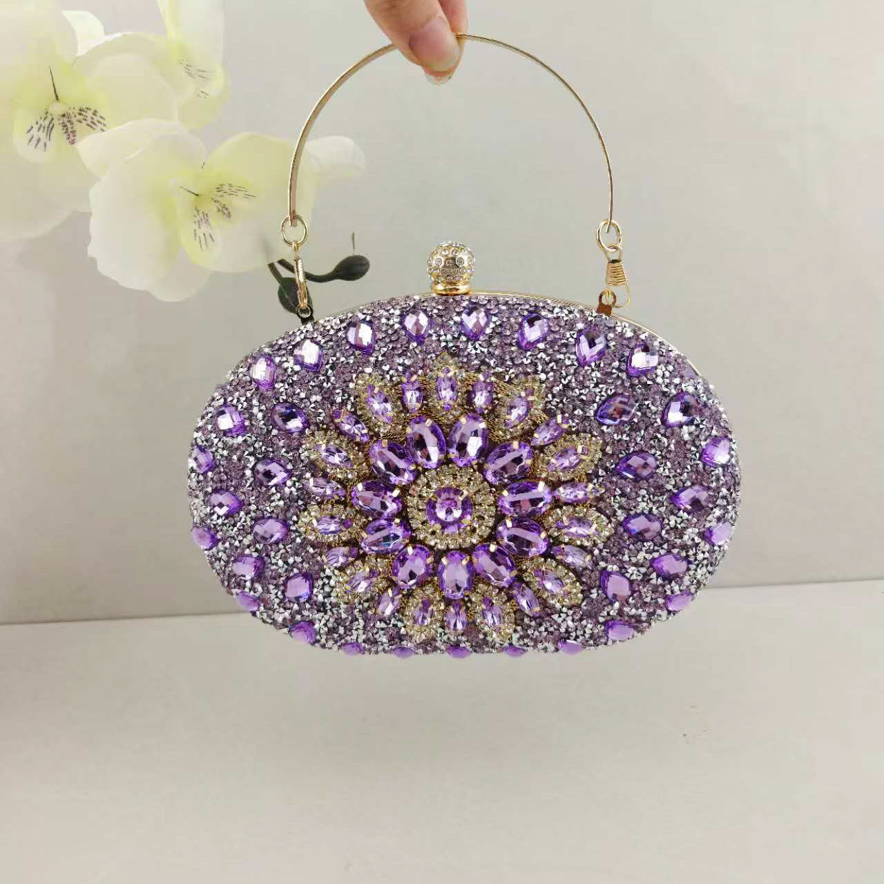 Diamond Texture Dress Banquet Party Match Metal Bags