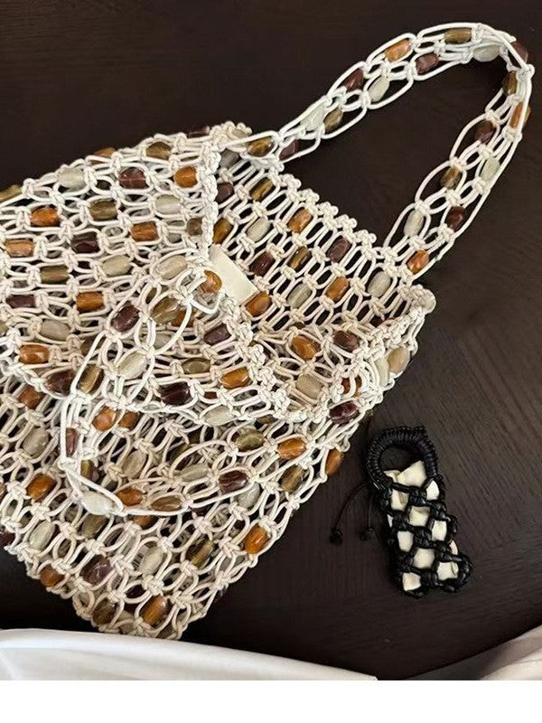 Women's Hand-woven Design Beaded High-grade Retro Large Women's Handbag