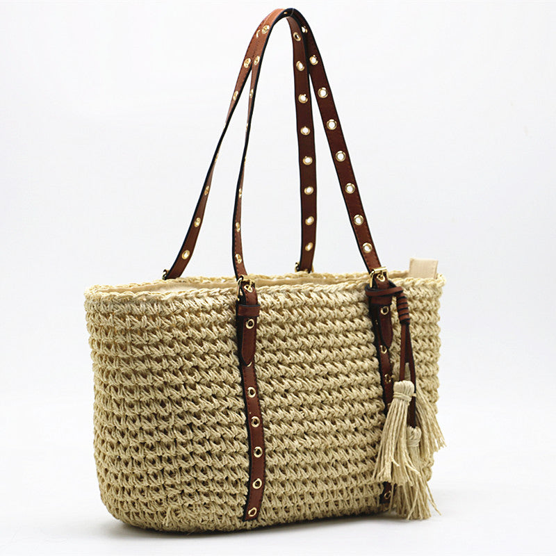 Craft Tassel Straw Phoenix Eye Woven Women's Shoulder Bag