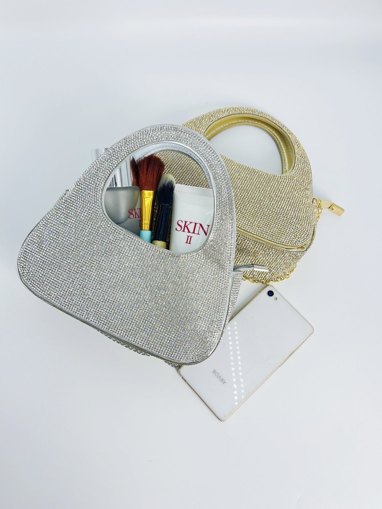 Fashion Rhinestone Semicircle Design Female Niche Shoulder Bags