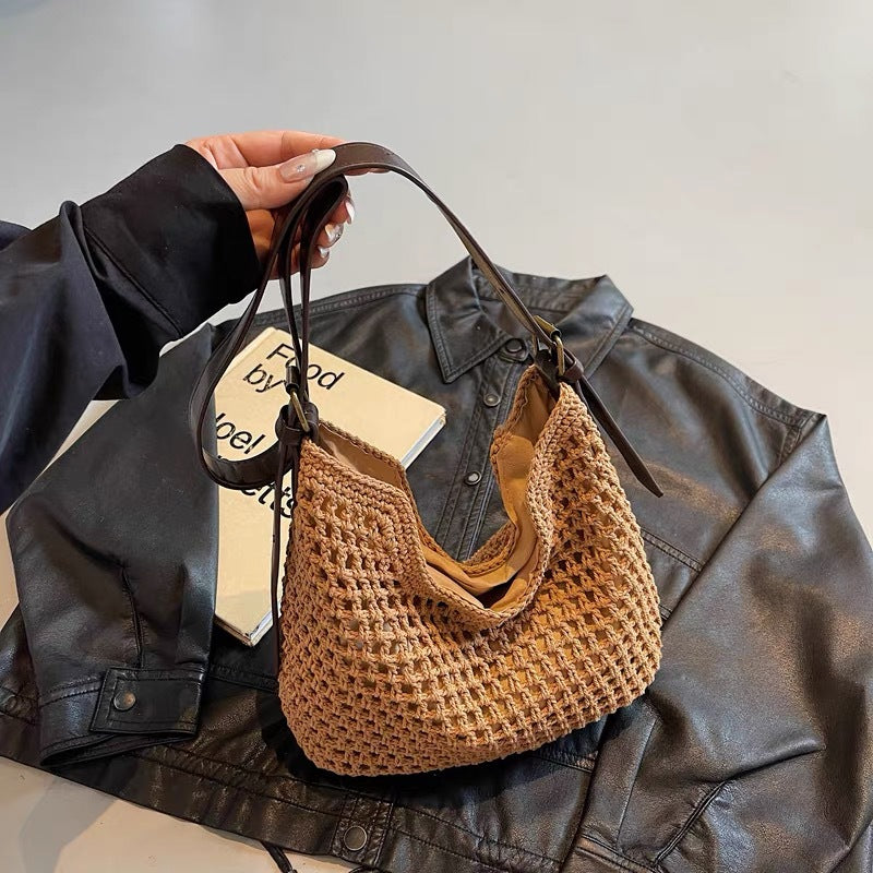 Hollow Hand Woven Beach Seaside Straw Tote Bags