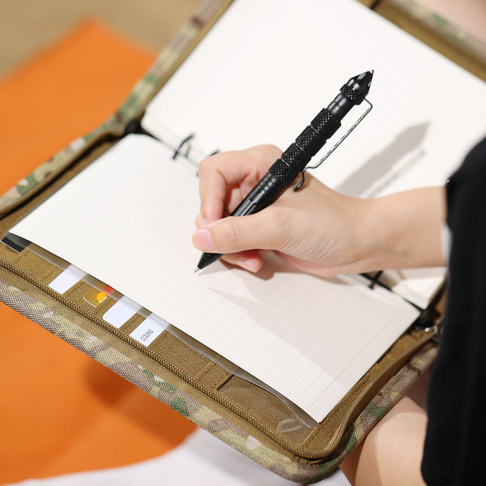 Office Supplies Tactics Portable Notepad Loose-leaf Removable Notebook Protective Outdoor Camouflage, Military Fan Bag