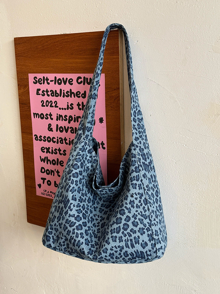 College Class Mummy Summer Idle Style Large Capacity Leopard Women's Shoulder Bag
