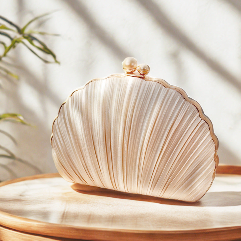 Glamorous Shell Pleated Clutch Banquet Dress Dinner Bag