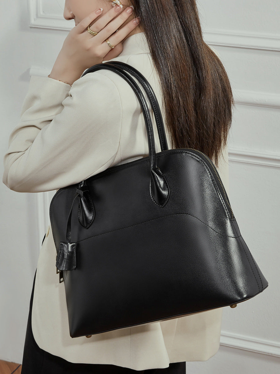 Women's Handmade First Layer Cowhide Shell Genuine Leather Commuter Large Capacity Handbags