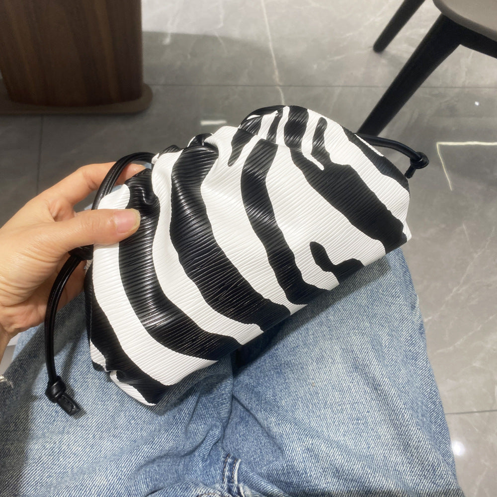 Women's Clutch Lady's Zebra Pattern Clip Cloud Shoulder Bags