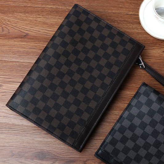 Men's Male Hand Large Capacity Plaid Fashion Men's Clutch