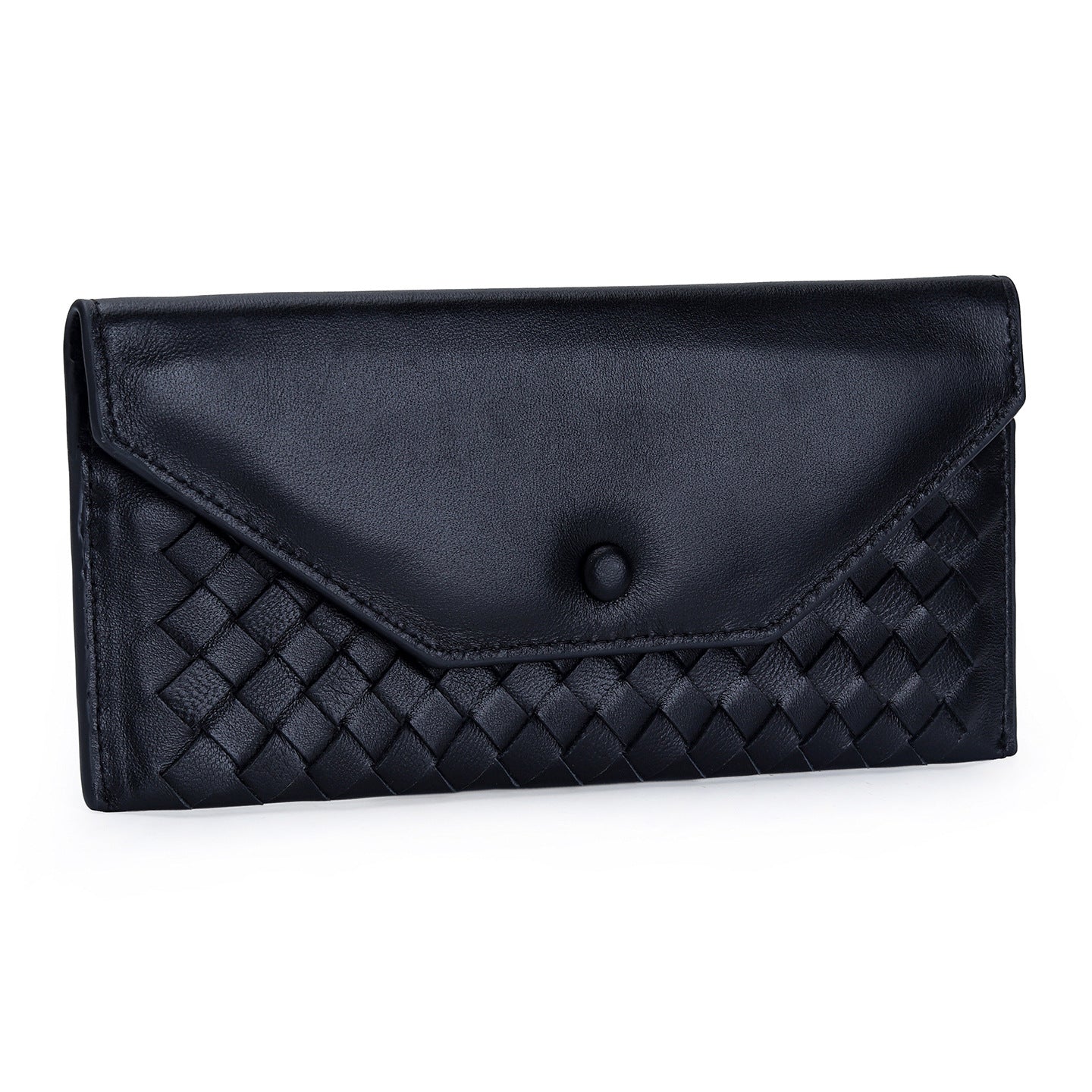 Women's & Men's Sheepskin Woven Long Fashion Thin Envelope Genuine Ladies Wallet