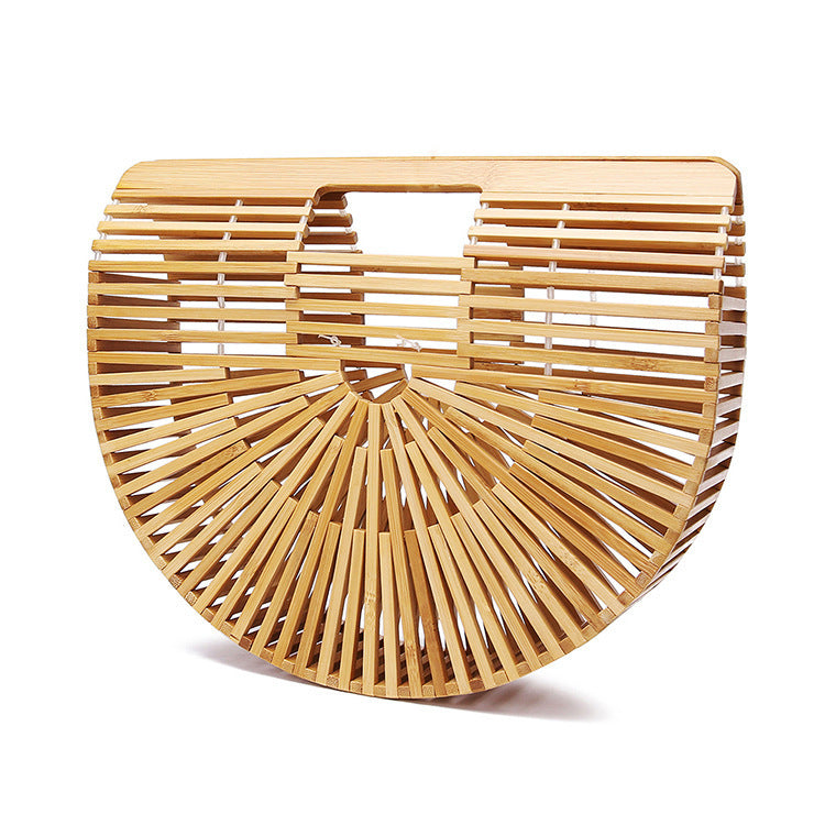 Women's Handmade Bamboo Woven Semicircle Vacation Beach Women's Clutch