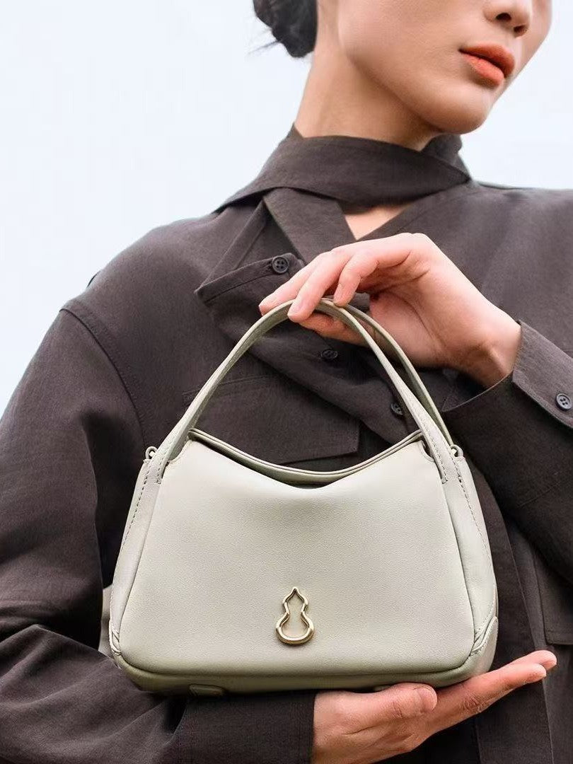 Women's First Layer Cowhide Vegetable Basket Spring Women's Shoulder Bag