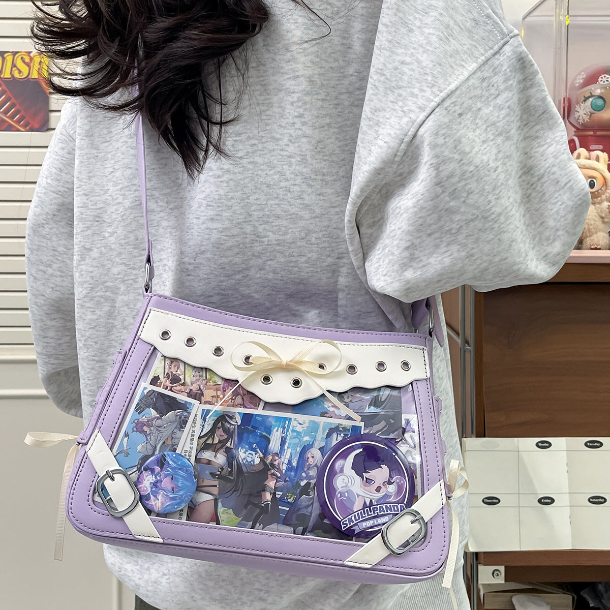 Women's Lace Bow Cartoon Cute Fresh Ribbon Transparent Women's Shoulder Bag