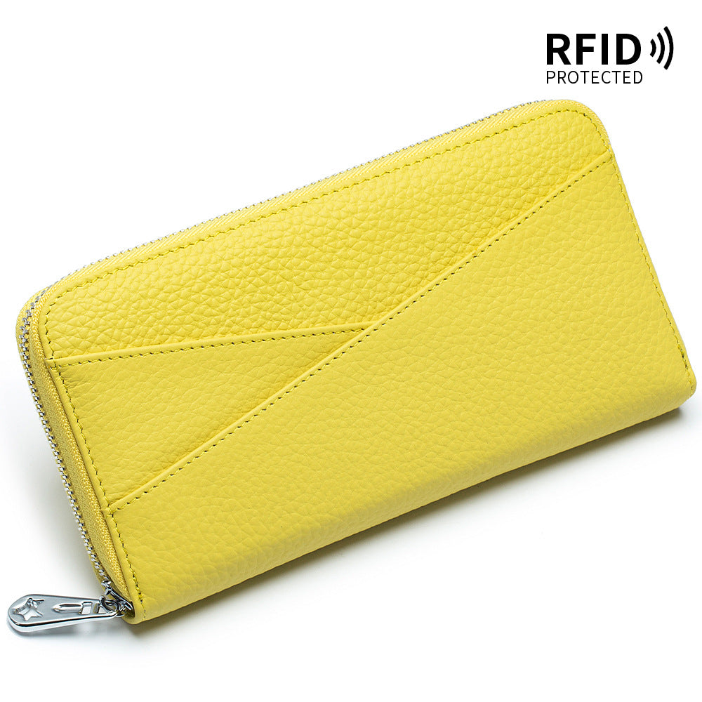 Women's Long Large Capacity First Layer Cowhide Expanding Genuine Leather Fashion Card Holder