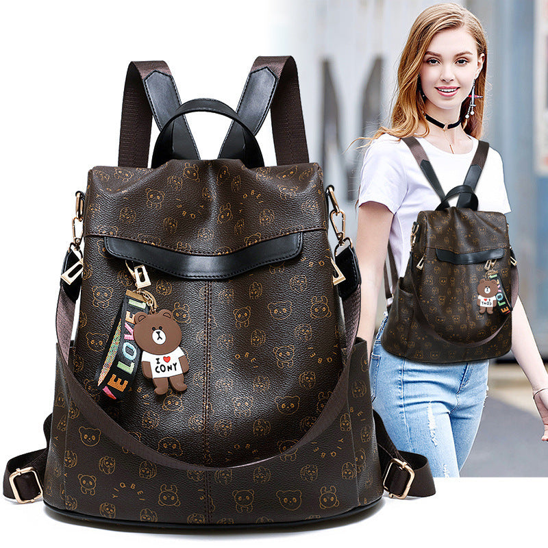 Women's Korean Style Fashionable Soft Leather Personalized Backpacks