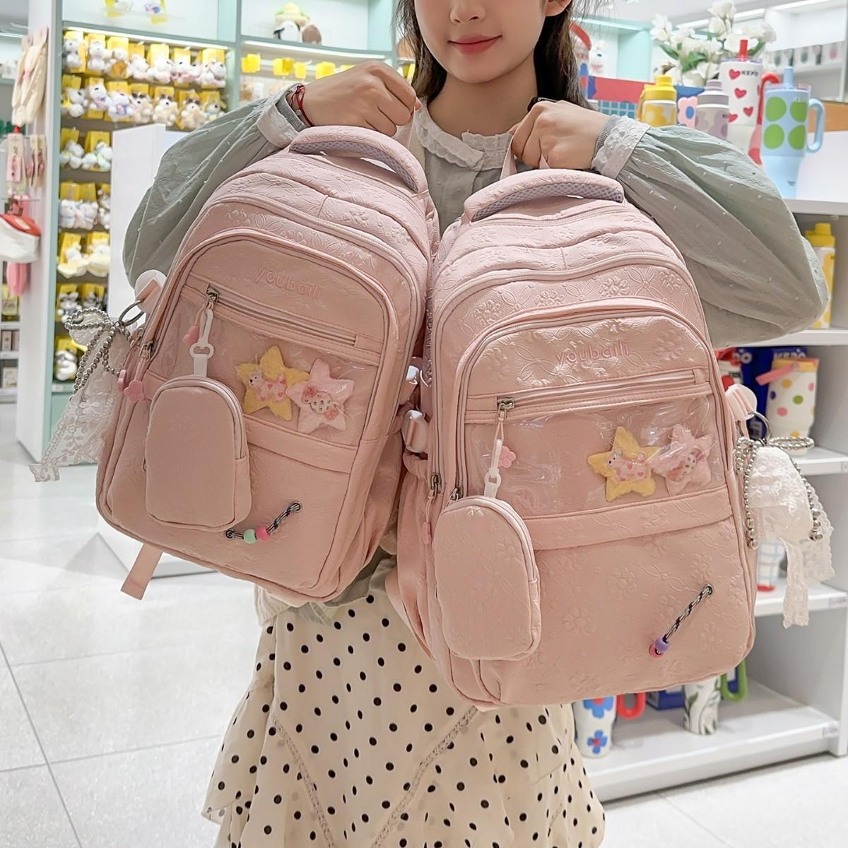 Gentle Candy Color Texture Junior Lightweight Commuter Leisure Backpack