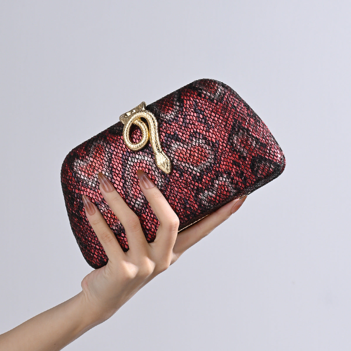 Women's Vintage Snake Pattern Clutch Dress Cheongsam One Dinner Bag