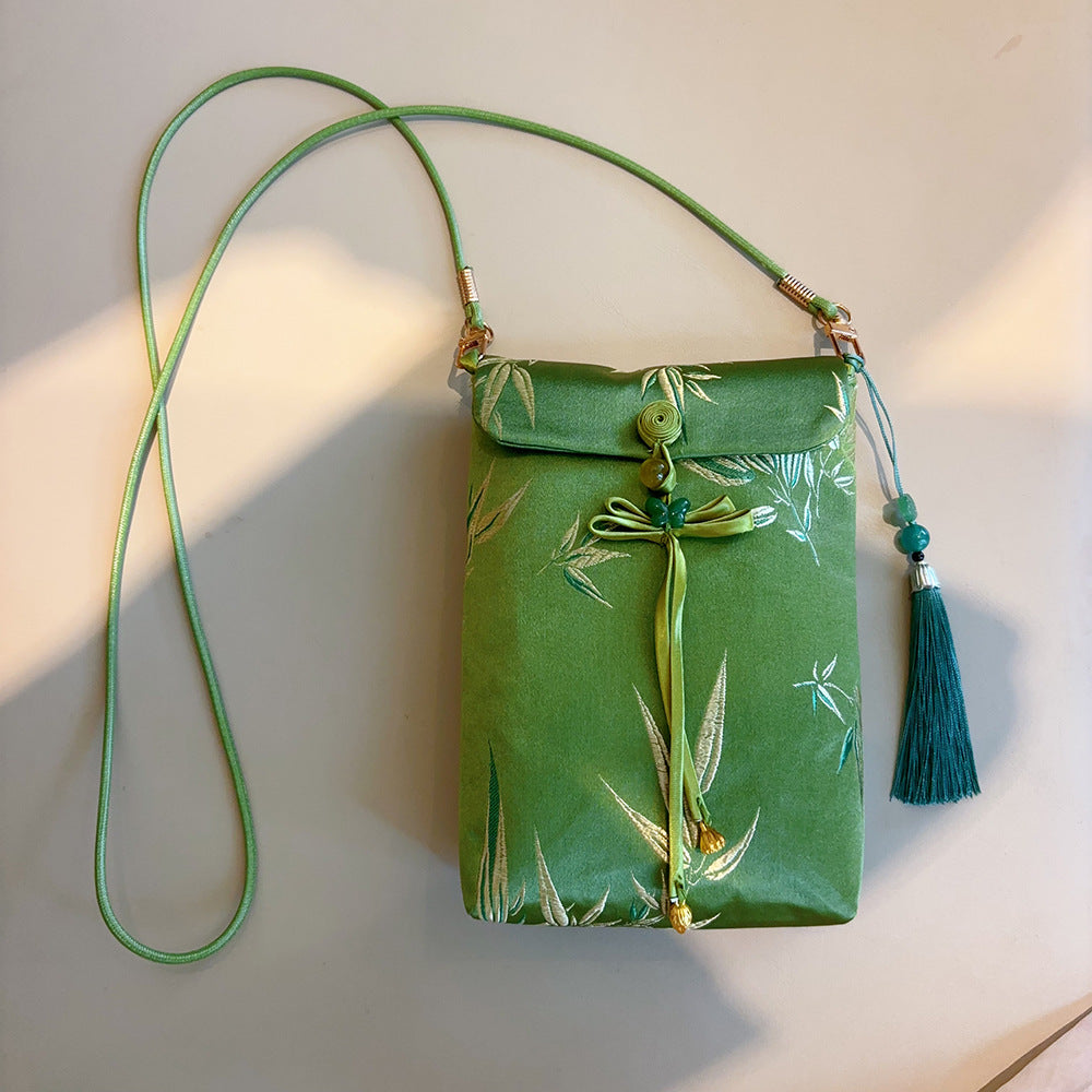 National Style Chinese Brocade Embroidery Mobile Women's Messenger Bag