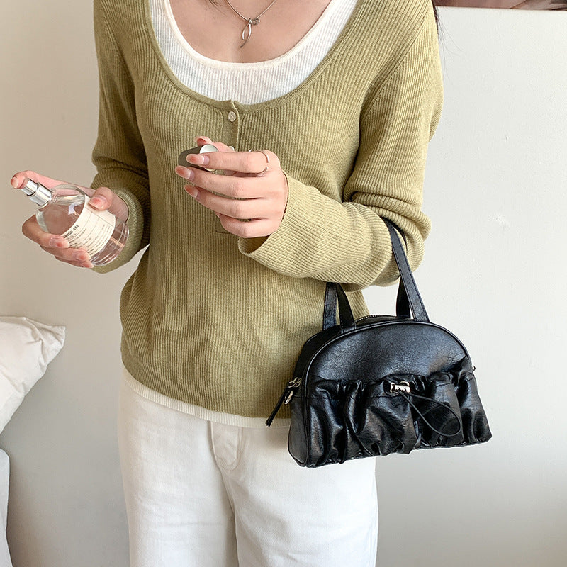 Women's Large Capacity Design Pleated Korean Fashion Handbags
