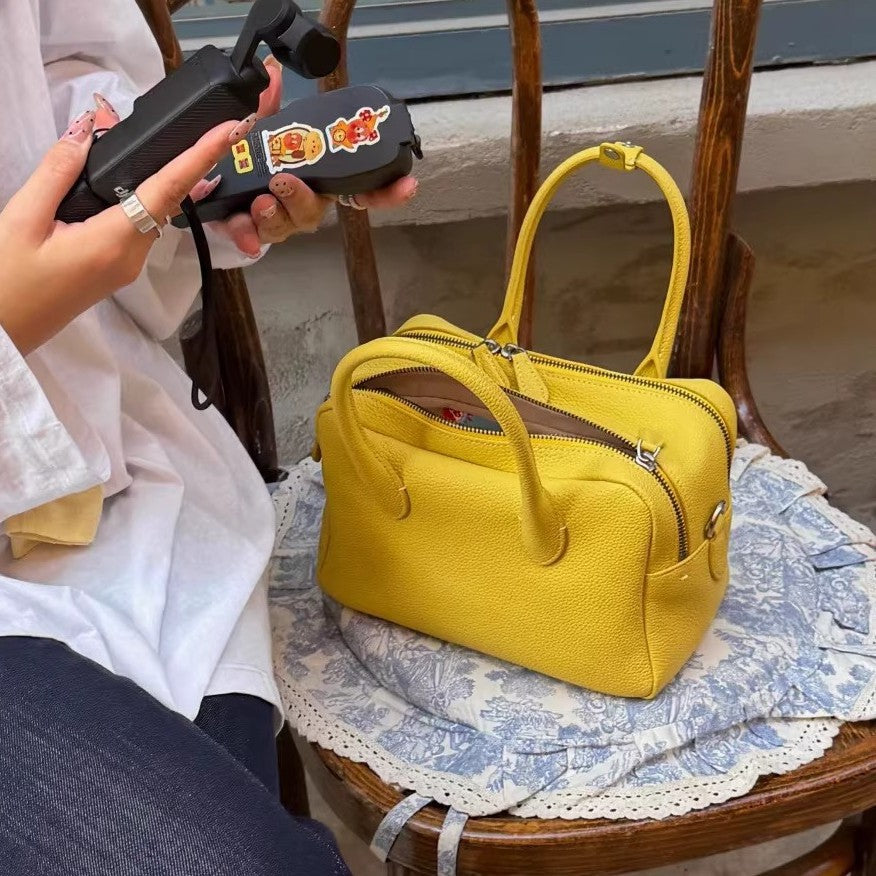 Blue High-grade Portable Boston Toast Large Capacity Women's Handbag