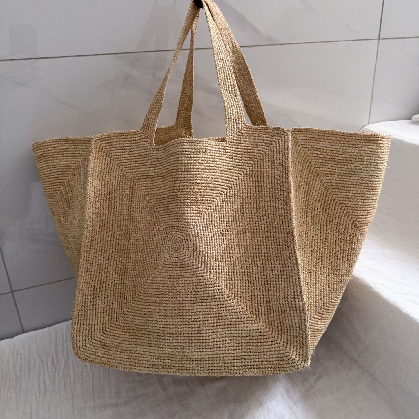 Elegant Hand Crocheting Raffia Seaside Vacation Tote Bags