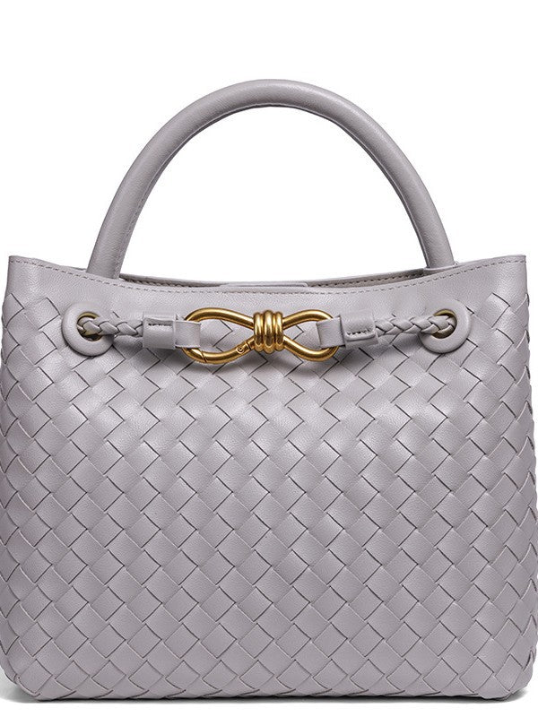 Women's Fashion Bow Metal Hand-woven Design Large Bags