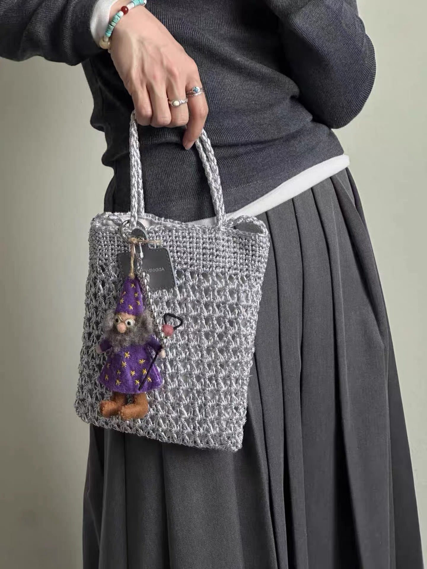 Women's Gold Sier Thread Hand-woven Niche Fashion Women's Handbag