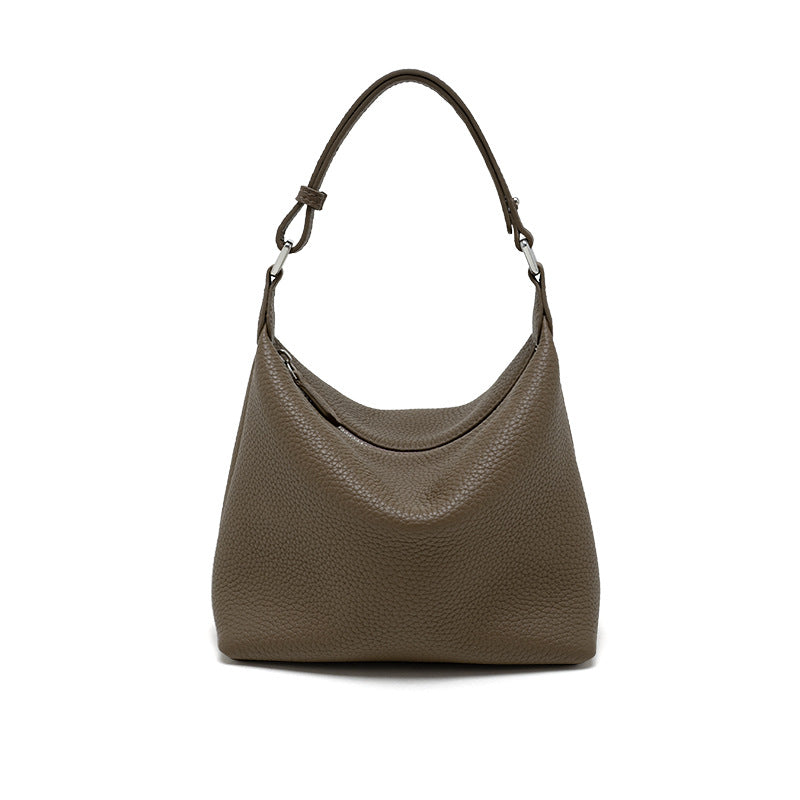 Women's First Layer Cowhide Lunch Box Underarm High Sense Genuine Leather Bags