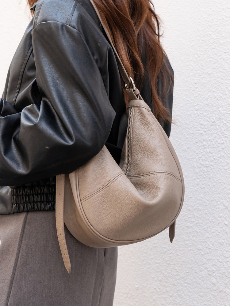 Women's First Layer Cowhide Dumpling Design High Sense Bags