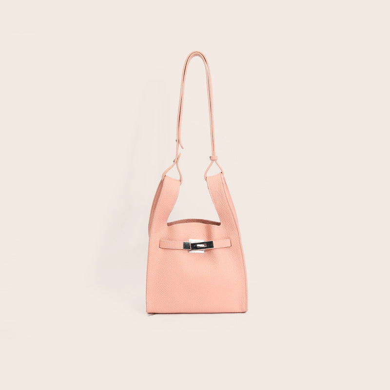 Women's Layer Cowhide Vegetable Basket Garbage Underarm Commuter Women's Messenger Bag