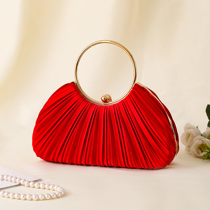 Women's Pleated Temperament Banquet Clutch Dress Garment Handbags