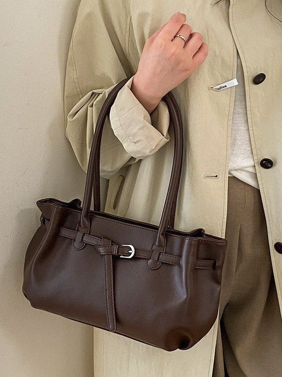 Women's Korean Style Simple Solid Color Large Capacity Stylish Good Texture Leisure Backpack
