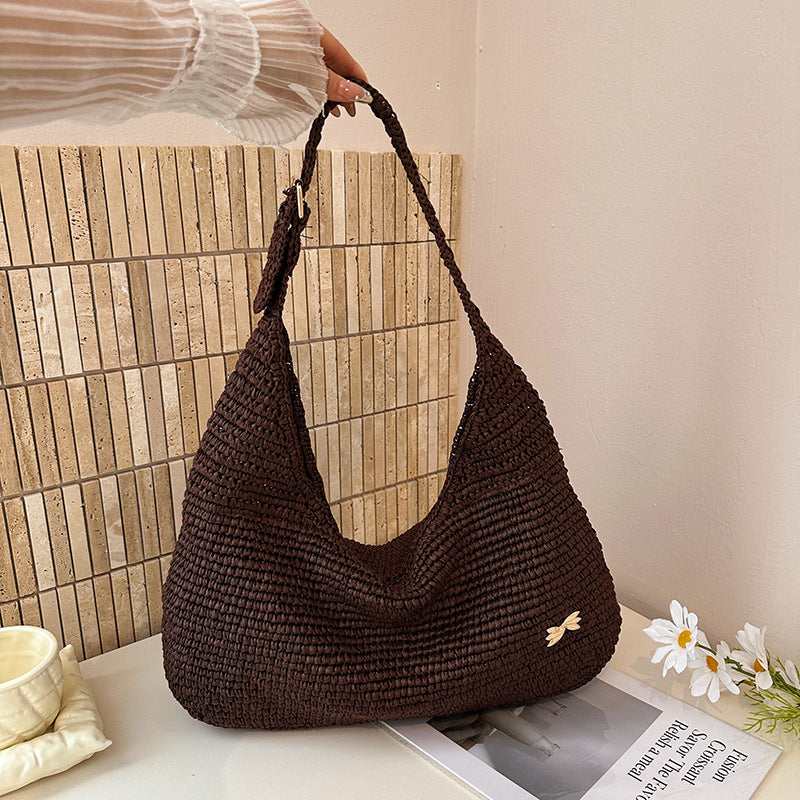 Women's Woven Summer Fashion Straw Beach Commuter Large Capacity Tote Bag