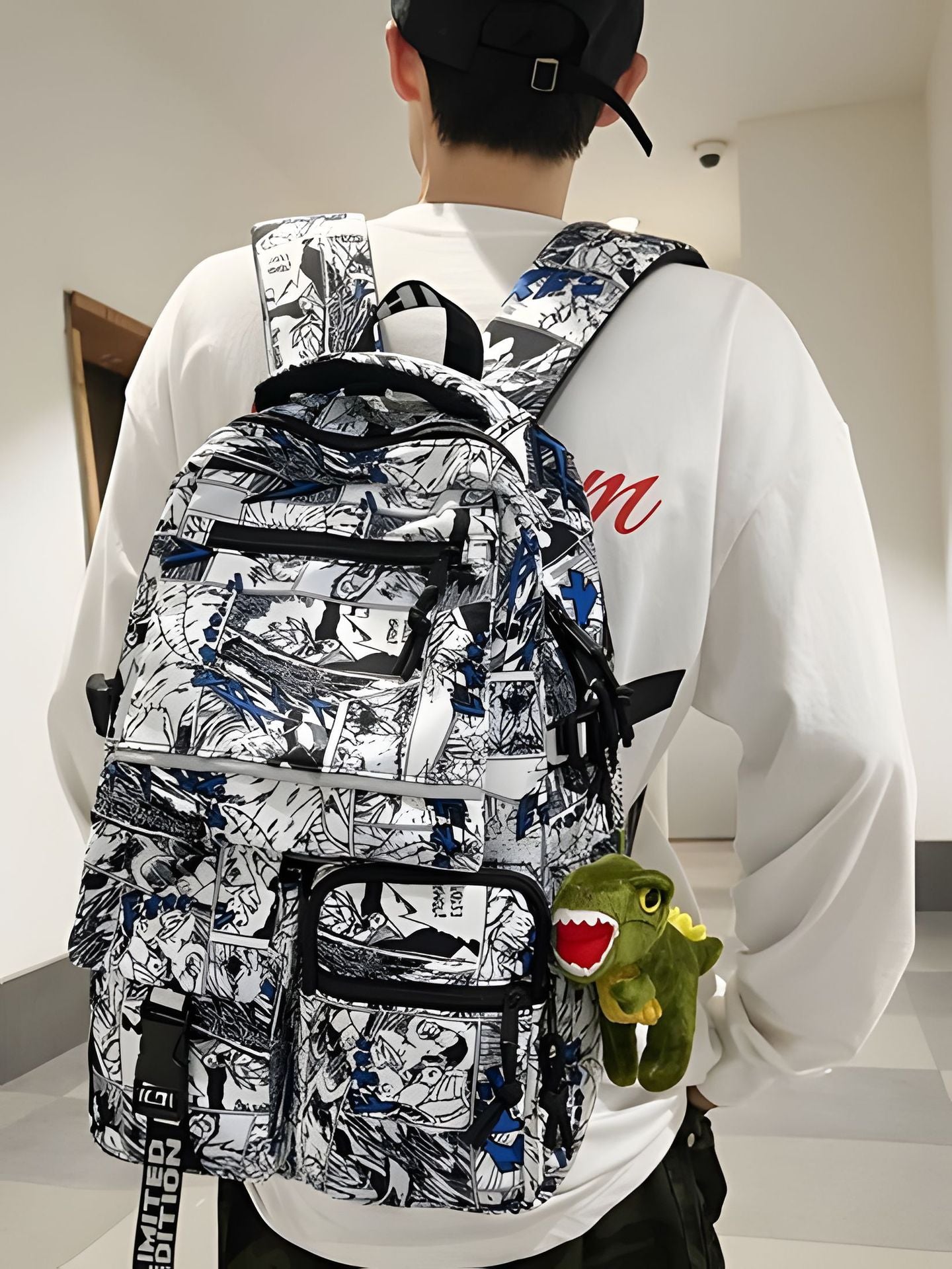 Cartoon Iti Male Large Capacity Trendy Primary School Bag