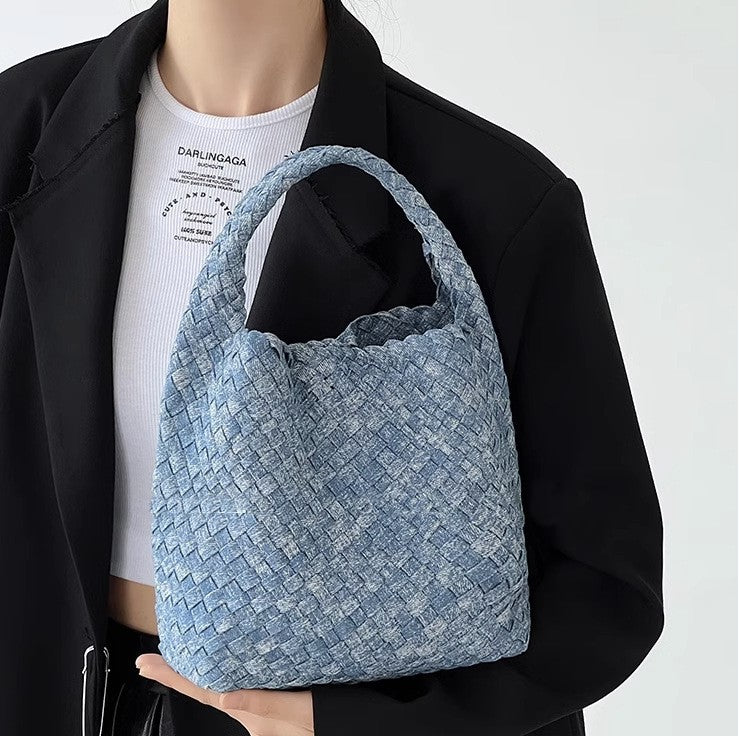 Denim Woven Large Capacity High-grade Hand-held Underarm Cross Women's Shoulder Bag