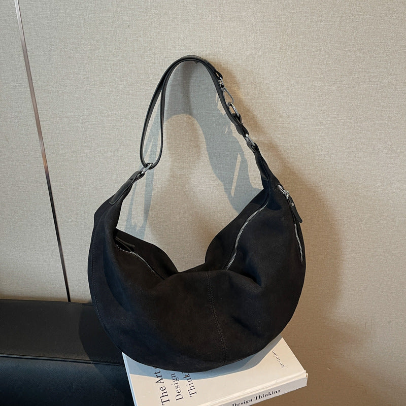 Women's Suede Saddle Fashionable Retro Large Capacity Bags
