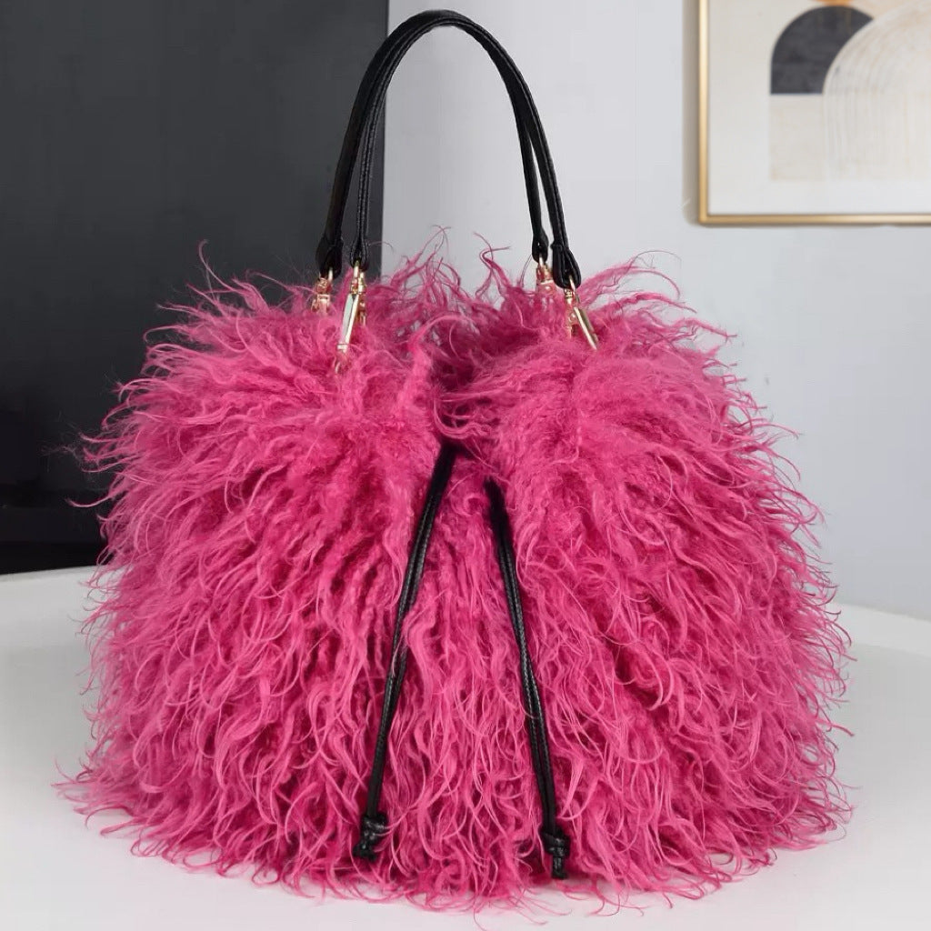 Women's Imitated Tibet Sheep Fur Fashion Simple Western Handbags