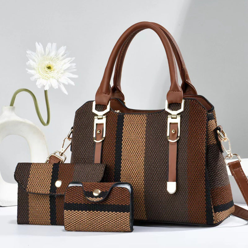 Mother Canvas Contrast Color Trendy Fashionable Elegant Bags