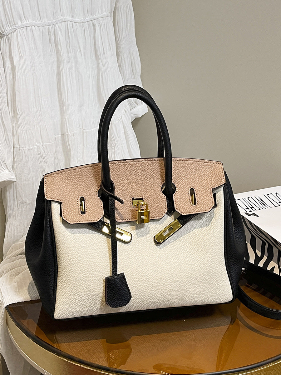 Fashion Platinum Kelly Large Capacity Lychee Women's Handbag