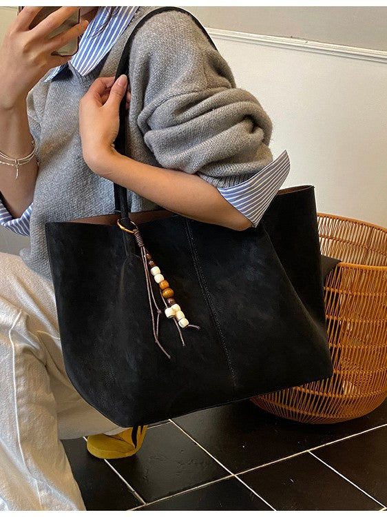 Women's Fashionable High-grade Solid Color Large Capacity Lazy Tote Bag