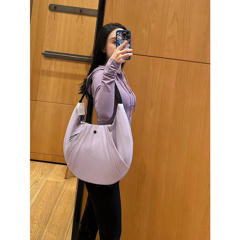 Croissant Waterproof Nylon Yoga Fitness Lightweight Large Capacity Women's Shoulder Bag