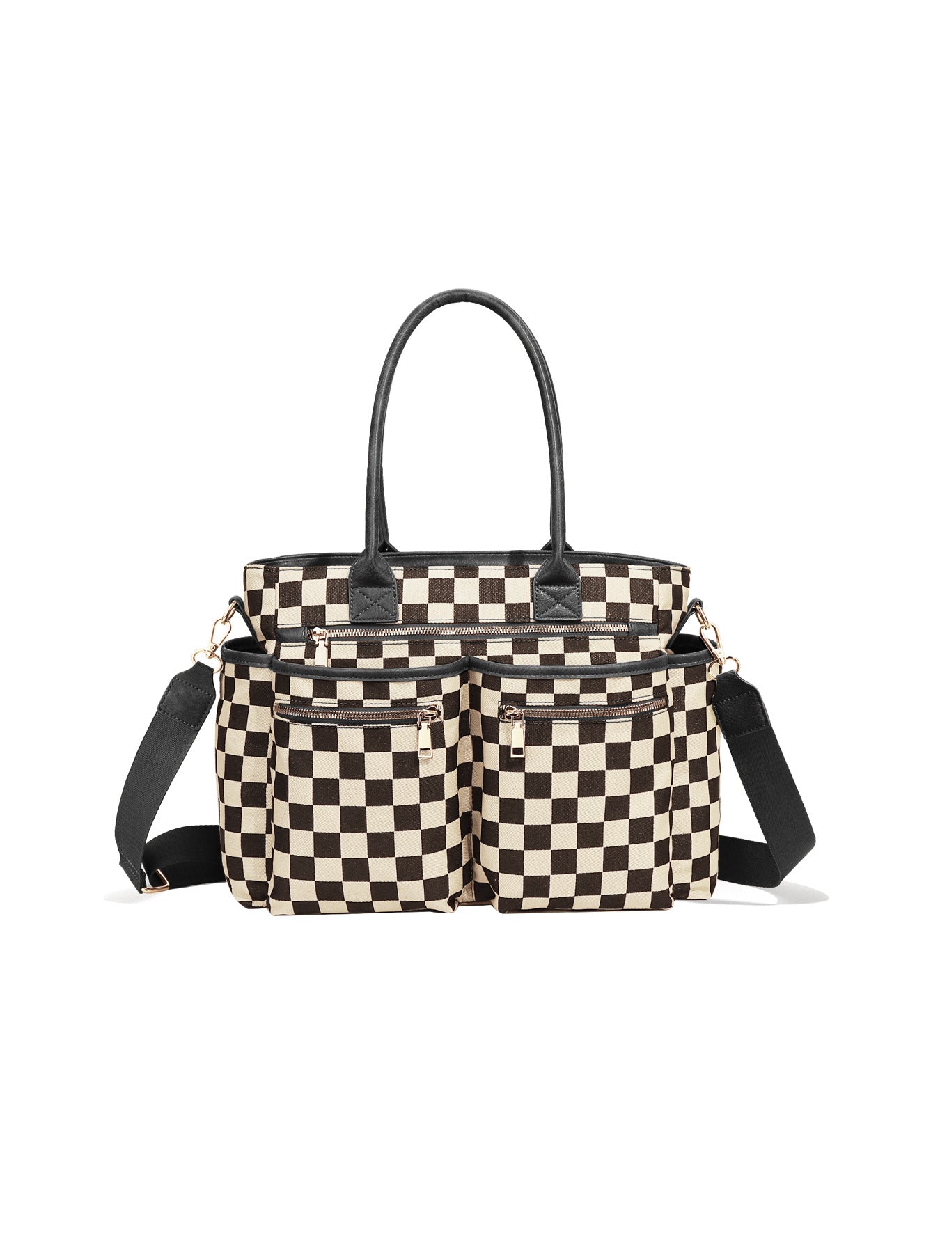 Women's Chessboard Plaid Fashionable Large Capacity Tote Bags