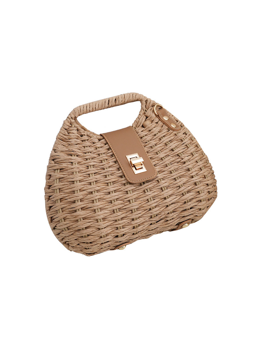 Style Simple Shell Autumn Cover Vacation Leisure Straw Women's Messenger Bag