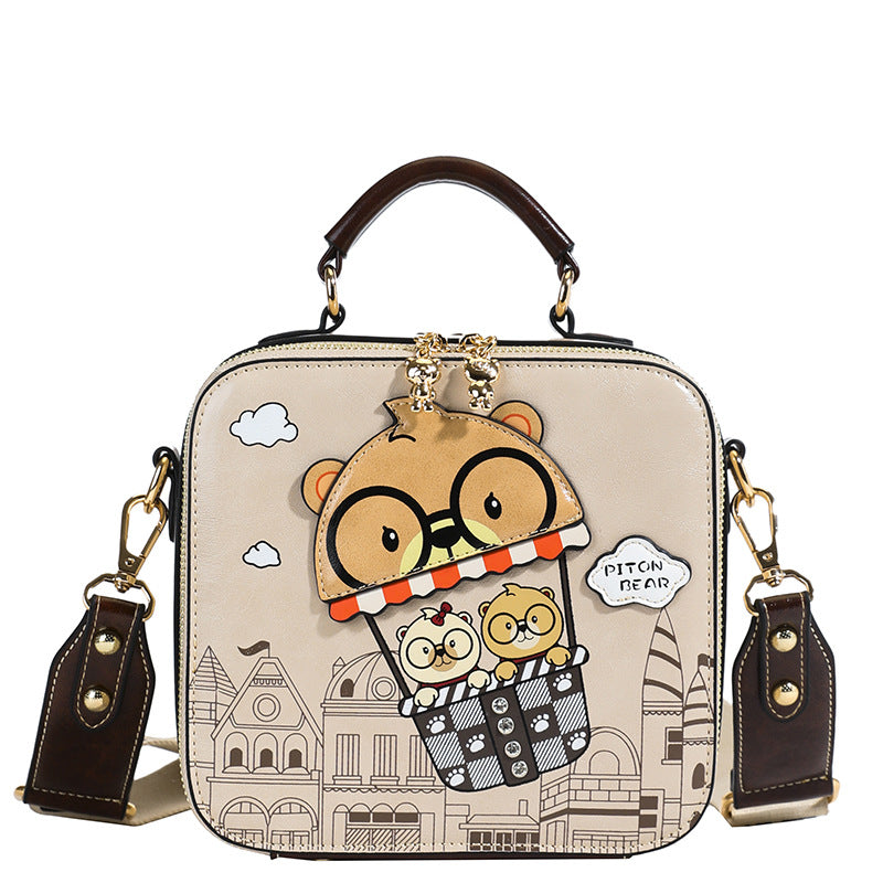 Women's Boston Pillow Cartoon Cute Bear Commute Small Square Bag