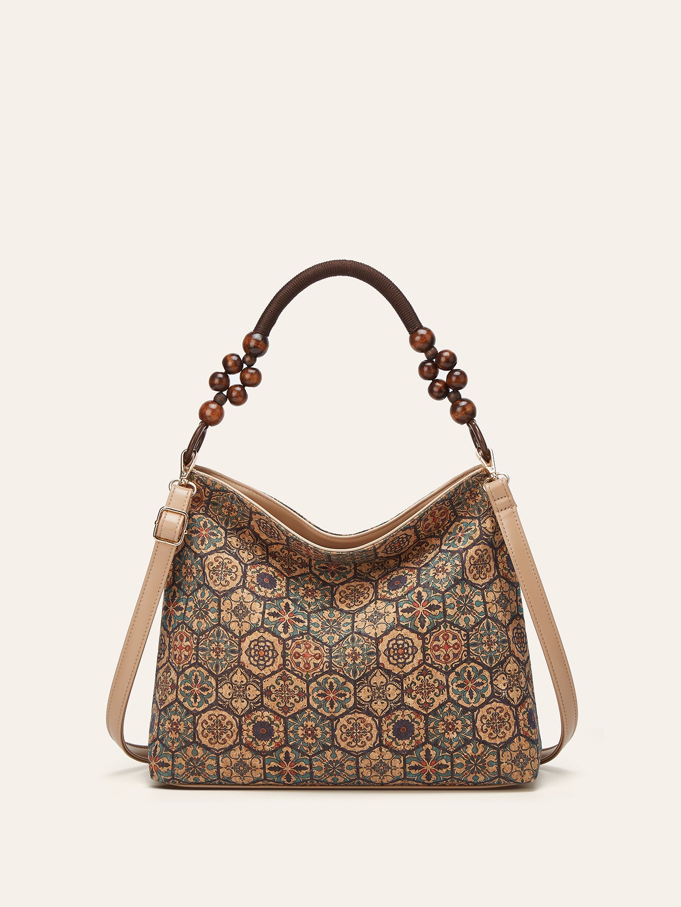 Women's Retro Ethnic Style Cork Tree Leather Tote Bag