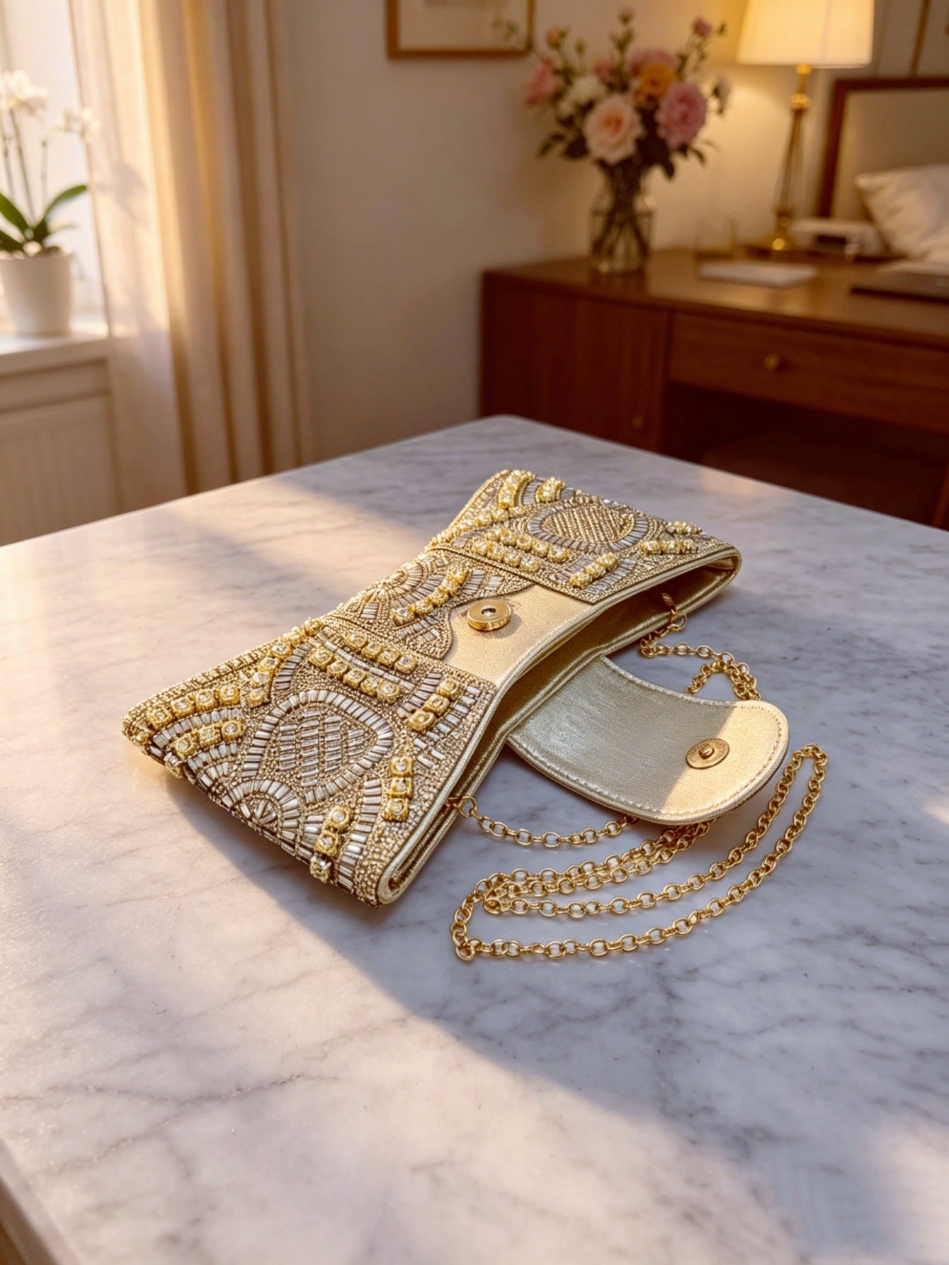 Durable Cool Beaded High-grade Clutch Butterfly Dinner Bag