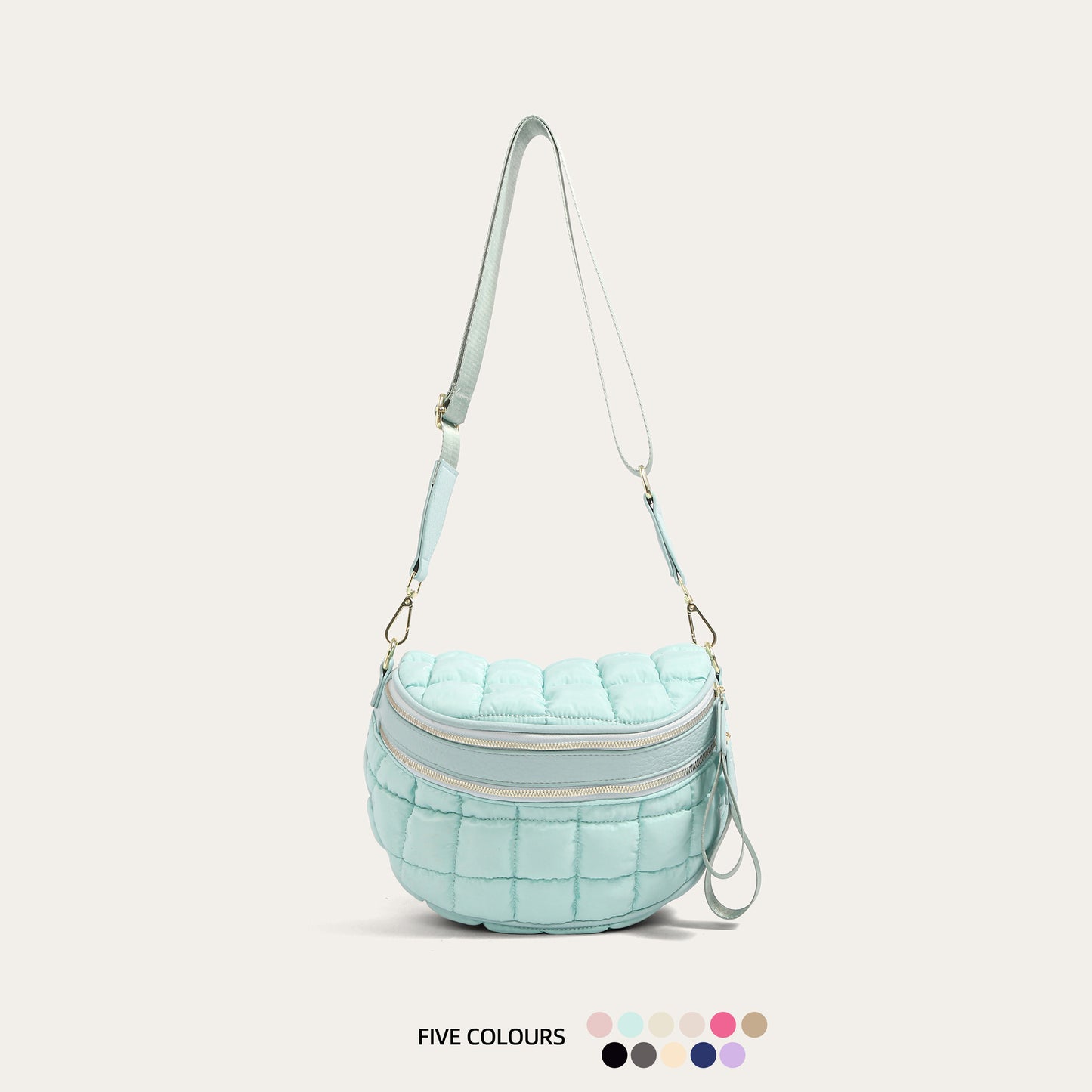 Women's Solid Color Large Capacity Double Zipper Women's Messenger Bag