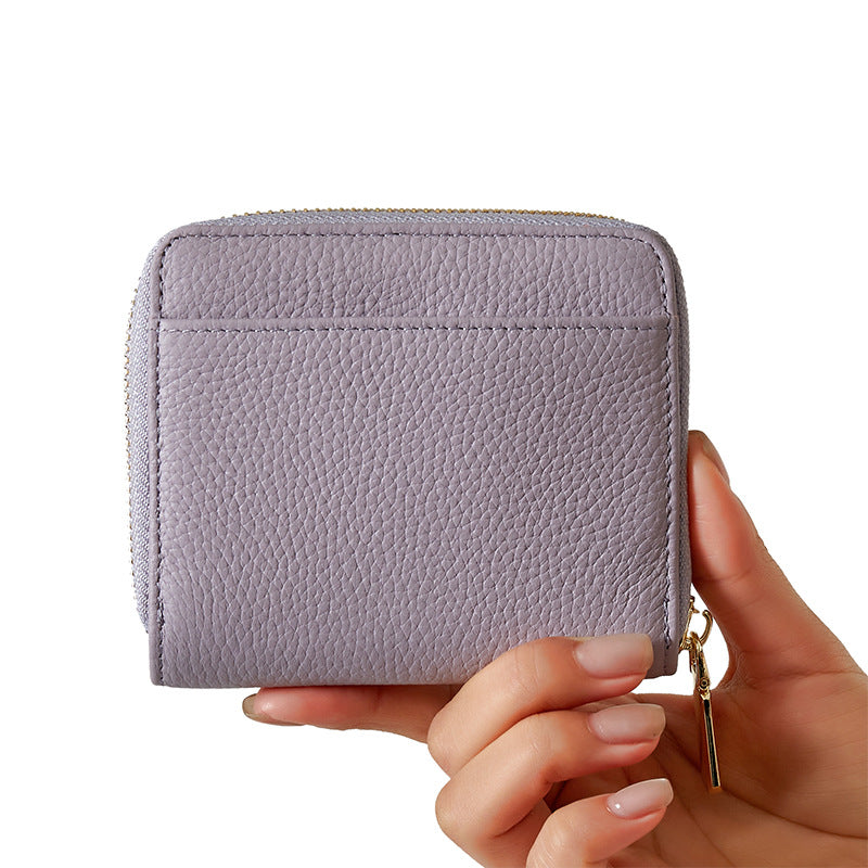 Cowhide Large Capacity High-grade Zipper Female Short Ladies Wallet