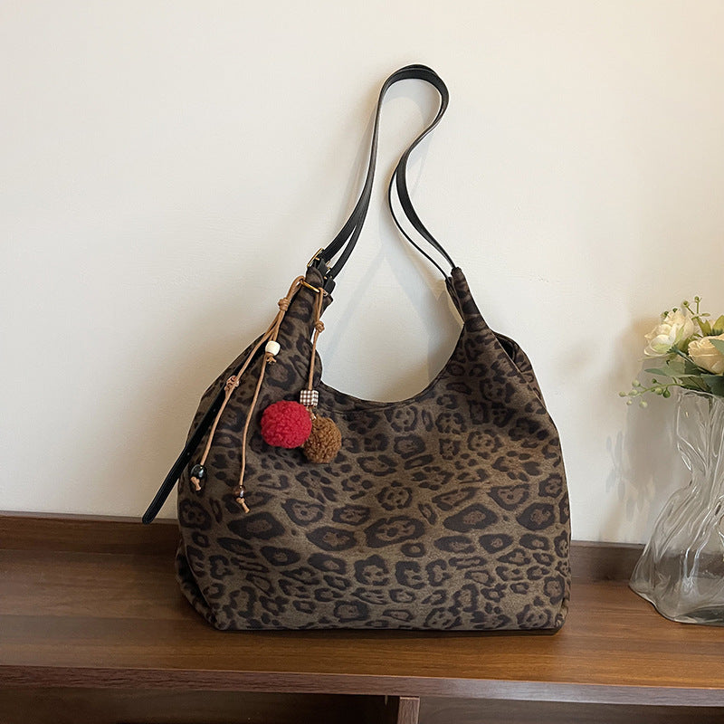 Women's Korean Leopard Print Fashion Retro Popular Commuter Women's Shoulder Bag
