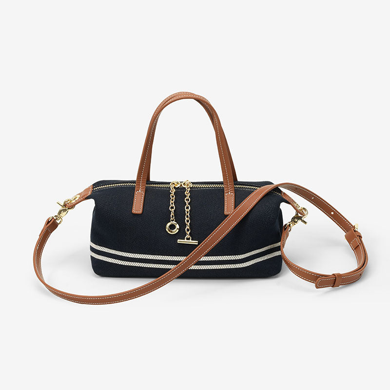 Denim With Cowhide Dumpling Commute Leisure Tote Bags